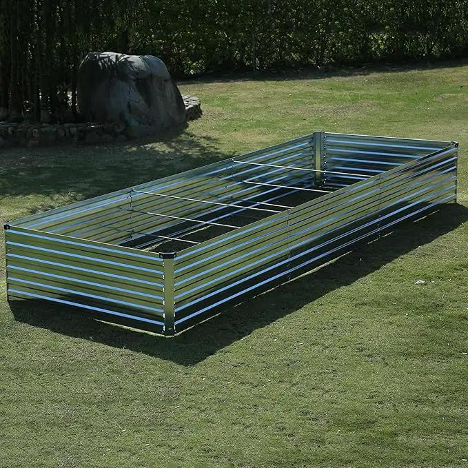 12x4x1.5ft Galvanized Raised Garden Bed,Outdoor Planter Box Metal Patio Kit Planting Bed for Vegetables Flowers Herb,Silver