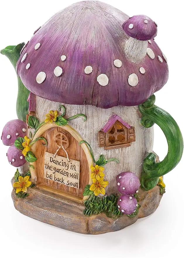 VP Home Mushroom Teapot Solar Light for Home and Outdoor Decor, Mushroom Solar Powered Flickering LED Garden Light, Solar Powered Teapot Backyard Party Decoration Light, Fairy Garden House by GreenHaven Gardens