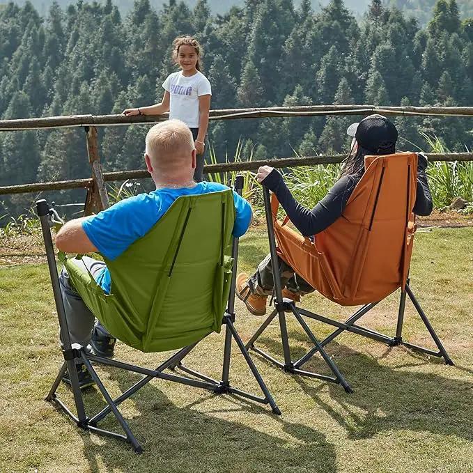 TIMBER RIDGE Hammock Camping Chair with Adjustable Backrest, Heavy Duty Folding Hammock Chair Supports 300lbs, Portable Hammock Chair for Camping, Travelling and Patio, Green 2 Pack by GreenHaven Gardens
