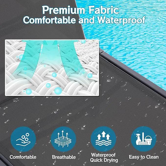 Outdoor Chaise Lounge Chair Set of 2, Foldable & Assemble-Free, 6 Adjustable Positions, Durable Rust-Resistant Frame, Portable Outdoor Pool Lounge Chairs for Pool Patio Beach, Black by GreenHaven Gardens