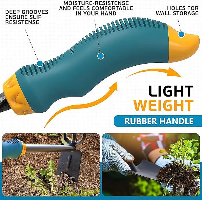 Gardening Tools Set from Alloy Steel - Heavy Duty Garden Tool Set with Light & Rubber Non-Slip Handle - Gardening Tool Kit - Ergonomic Garden Hand Tools - Gardening Gifts for Men and Women by GreenHaven Gardens