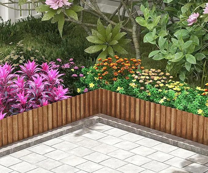 Metal Garden Edging Border, Corrugated Steel Landscaping, DIY for Lawn (Rusty, 6 Inch x 20FT) by GreenHaven Gardens