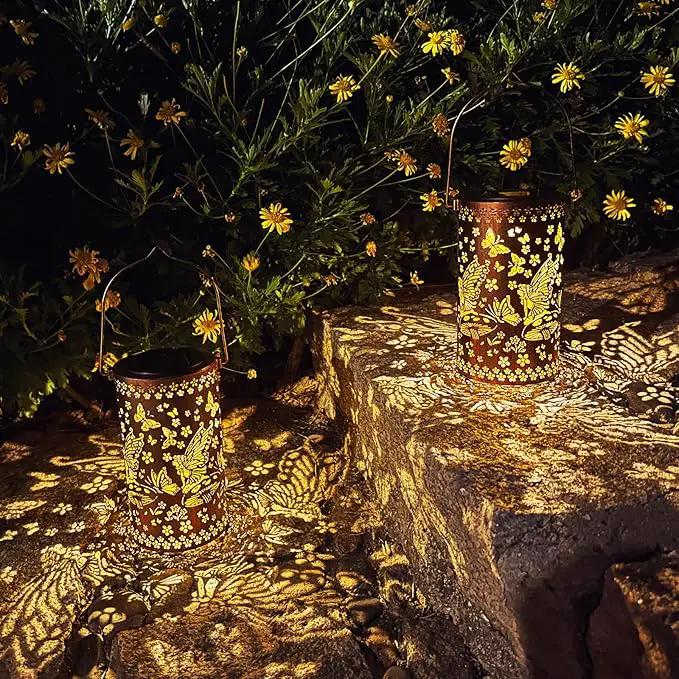 Solar Lanterns Outdoor Hanging Lantern Lights,Fairy Metal Decor Lanterns-Waterproof LED Decorative Light for Garden Patio Yard Lawn Backyard Front Porch as Gifts for Mom Grandma Women by GreenHaven Gardens