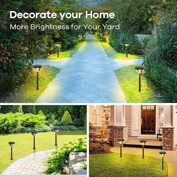 Linkind Solar Pathway Lights 8 Pack, Solar Lights Outdoor Warm White Waterproof, Adjustable Solar Powered for Walkway Yard Garden Driveway Backyard by GreenHaven Gardens