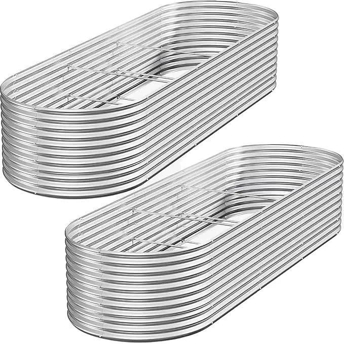 FRIZIONE 2pcs 9 in 1 Tall 8x2ft Galvanized Raised Garden Bed Outdoor,Steel Garden Bed for Vegetables,Above Ground Garden Box for Flower,Metal Raised Beds for Gardening by GreenHaven Gardens