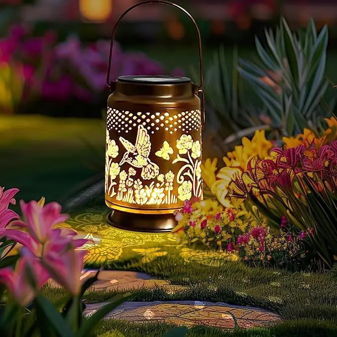 KY&BOSAM Solar Lanterns Outdoor Waterproof Rose Hummingbird Garden Decor Birthday Gift for Women Mom Grandma Hangings Solar Lights Metal Diwali Decoration Outside Lantern for Yard Patio Backyard Porch by GreenHaven Gardens