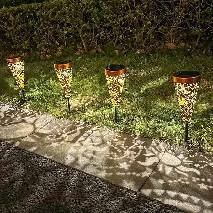 DIBIEECN 6 Pack Sun and Moon Solar Pathway Lights Outdoor,Metal Garden Decorations Outdoor Lights with Patterns and Warm Light,Waterproof Landscape Lighting for Path Patio Backyard Walkway Yard by GreenHaven Gardens