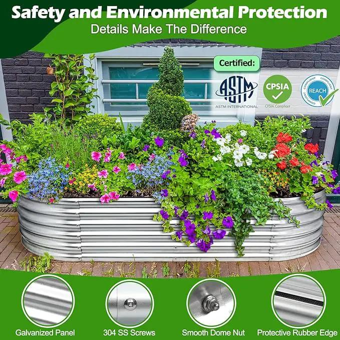 7x3x1.4ft Galvanized Raised Garden Bed, Upgraded with X-Shaped Support Rods, Large Raised Garden Beds Outdoor, Raised Bed for Planting Vegetables, Flowers, Fruits by GreenHaven Gardens
