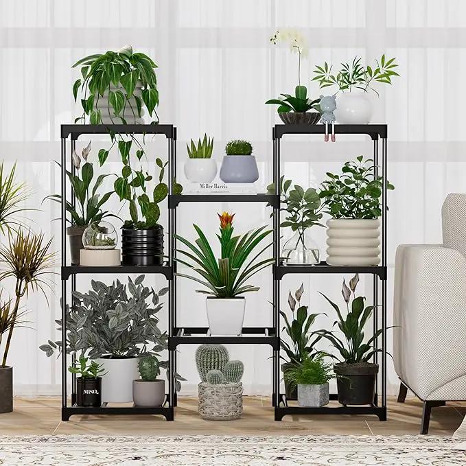 Metal Plant Stand Indoor Outdoor Plant Shelf Stand, 3 Tiers 8 Pots Potted Flower Plant Stands for Indoor Plants Multiple, Plant Shelves Stands Rack for Patio, Balcony, Living Room by GreenHaven Gardens