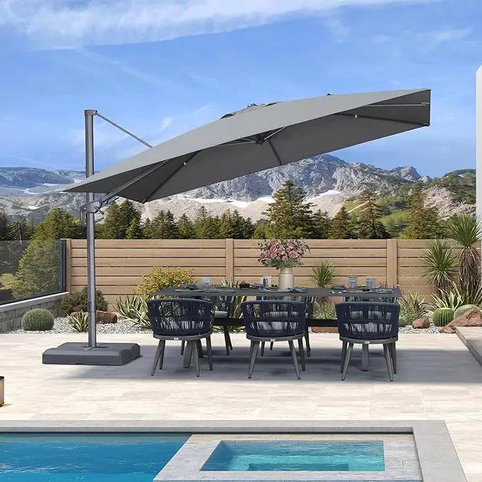 PURPLE LEAF 11.5' X 8' Left-right Tilting Outdoor Patio Umbrella Swivel Offset Cantilever Heavy Duty Rectangle Aluminum Umbrella with UV Resistant for Deck Pool Patio Backyard, Graphite Grey by GreenHaven Gardens