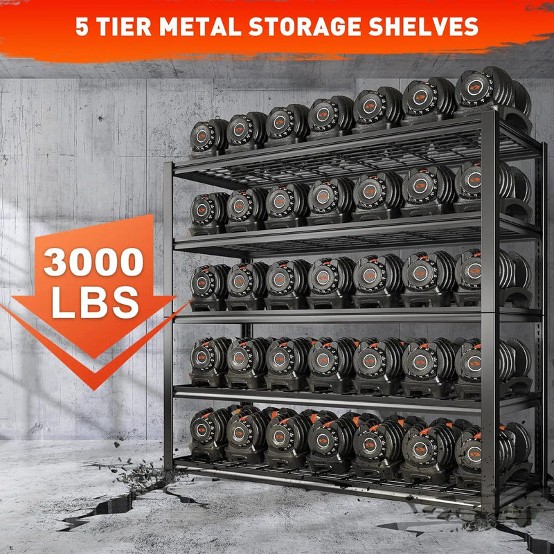 REIBII 48.2''W Garage Shelving Heavy Duty Metal Shelving 3000LBS Storage Shelves Adjustable Metal Shelves Industrial Garage Shelf for Warehouse Basement, 3 Pack by GreenHaven Gardens