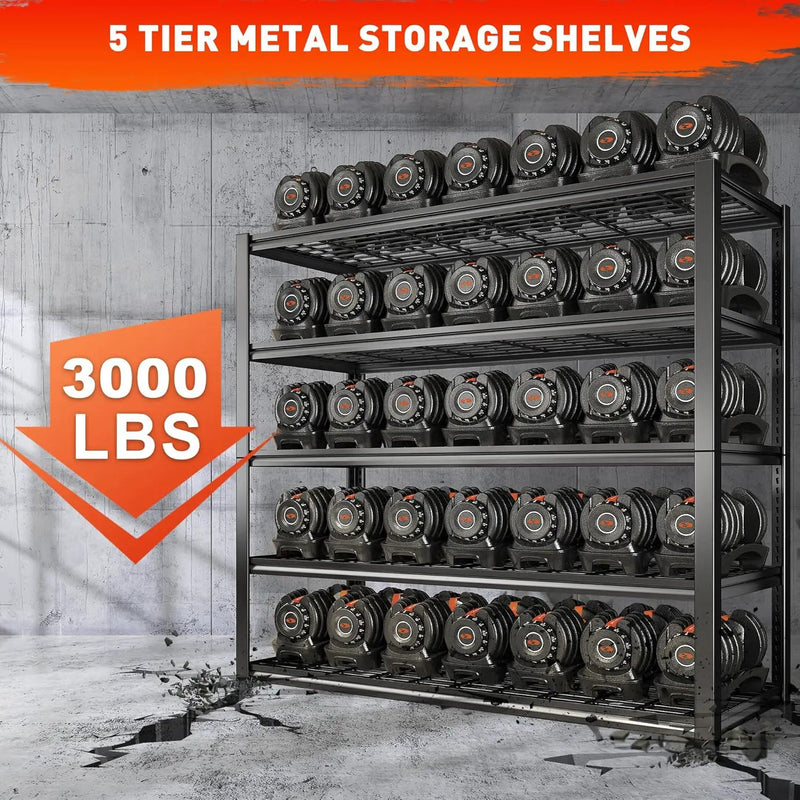 REIBII 48.2''W Garage Shelving Heavy Duty Metal Shelving 3000LBS Storage Shelves Adjustable Metal Shelves Industrial Garage Shelf for Warehouse Basement 48.2 "W x 24.2" D x 72.2 "H by GreenHaven Gardens