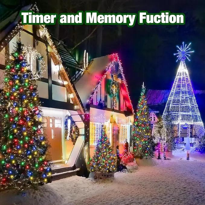 Christmas Light 100 LEDs 41ft Green Cable Wire Fairy String Twinkle Lights Plug in 12 Modes for Xmas Tree, Party, Outdoor, Garden, Wedding, Home Decoration (White) by GreenHaven Gardens