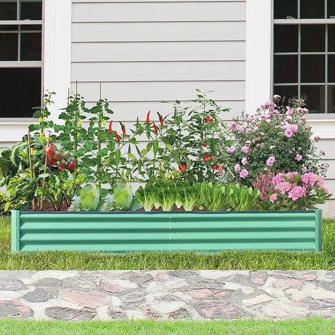 Domi Galvanized Raised Garden Bed, 6x3x1Ft Thickening Metal Planter Box for Vegetables Bottomless for Backyard Outdoor, 1" Deep w/ 128 Gallon Capacity - Green by GreenHaven Gardens