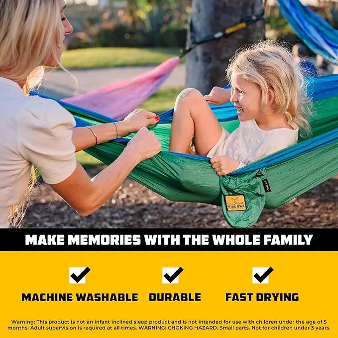 Wise Owl Outfitters Camping Hammock – 500lbs Portable Hammock with Tree Straps - Travel, Backpacking, Hiking, Outdoors Camping Gear - Single or Double by GreenHaven Gardens