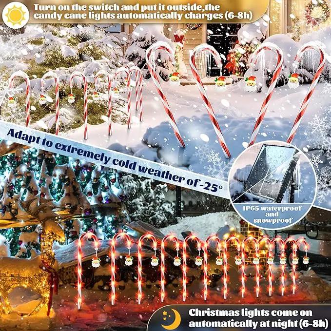 Solar Christmas Lights Outdoor Decorations: Candy Cane Light Waterproof for Yard Decorative Outside - Santa Claus Pathway Stake Lighting Patio Garden Path Street Decor 12 Pack by GreenHaven Gardens