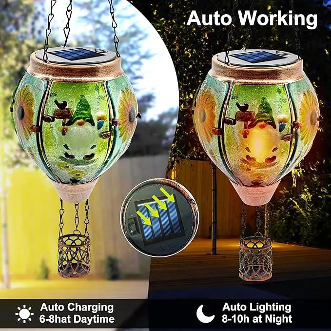Solar Hot Air Balloon Lantern with Flame, Solar Hot Air Balloon Waterproof Lantern for Garden Farmhouse Decoration (GardenGnome) by GreenHaven Gardens
