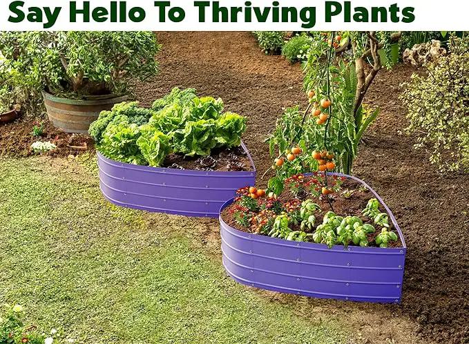 Galvanized Raised Garden Beds Outdoor // Planter Raised Beds for Gardening, Vegetables, Flowers // Large Metal Garden Box (Purple) // Tool-Free Assembly by GreenHaven Gardens