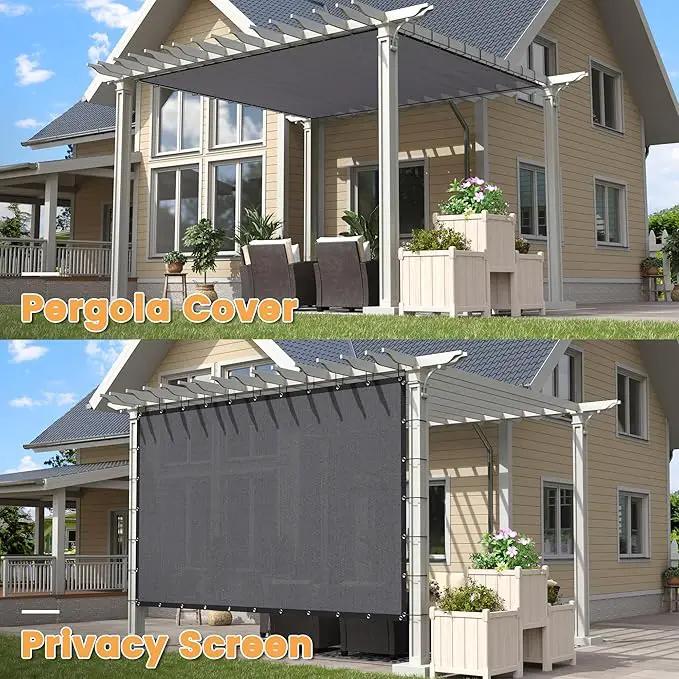 VICLLAX Shade Fabric Sun Shade Cloth with Every 2 FT Grommets for Patio Garden Pergola Cover Canopy 14x14 FT, Grey by GreenHaven Gardens