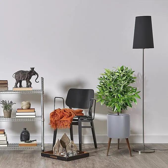D'vine Dev 12 Inch Planter Pot with Stand, Mid-Century Tall Plant Pot with Legs for Indoor Plants, Large, Grey, 88-O-C-3 by GreenHaven Gardens