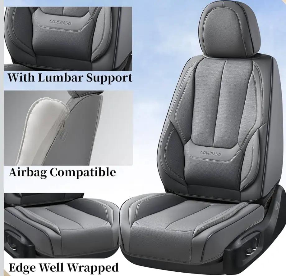 Open Box Coverado Car Seat Covers Full Set, Seat Covers for Cars, Gray Car Seat Cover, Car Seat Protector Waterproof, Nappa Leather Car Seat Cushion, by Selzalot
