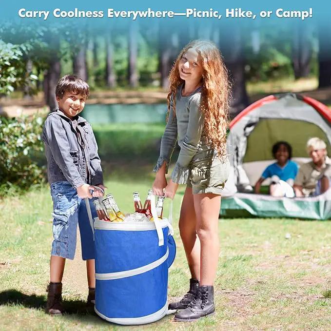 Tirrinia Large Pop-Up Golf Cooler Bag- Insulated Collapsible Cooler with Flat Drink Table for Golf Cart, Lightweight and Portable Ice Beach Cooler for Travel, Fishing, Picnics, Hiking, Camping by GreenHaven Gardens