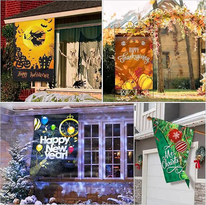 Moukeren 8 Pack 28 x 40 Inch Large Seasonal Garden Flags Decorative Holiday Flags Double Sided Polyester Festive for Outside Lawn Yard Outdoor Easter Independence Day Patriotic Decorations(Cute) by GreenHaven Gardens