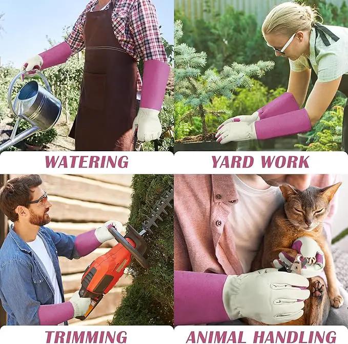 HANDLANDY Rose Pruning Gardening Gloves for Men & Women, Thornproof Long Gauntlet Gloves, Pigskin Leather - Breathable & Durability (Small) by GreenHaven Gardens