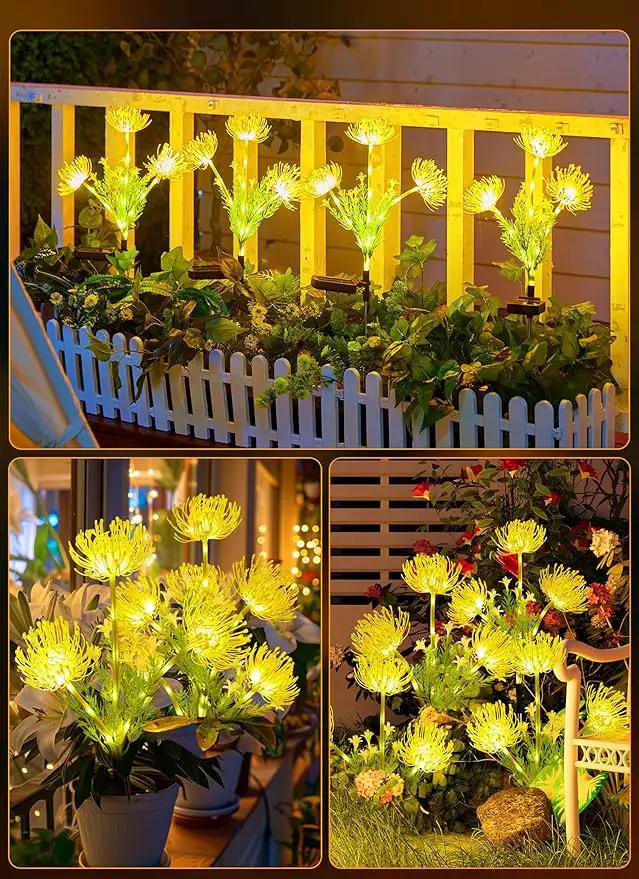 Brightown Outdoor Solar Garden Lights - 4 Pack LED Solar Flower Lights with Glowing Flowers & Stems, More Realistic, Bigger Solar Panel, Waterproof Solar Lights for Outside Yard Patio Home, Yellow by GreenHaven Gardens