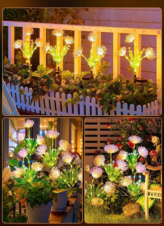 Brightown Outdoor Solar Garden Lights - 4 Pack LED Flower Lights with Glowing Flowers & Stems, Realistic, Bigger Solar Panel, Waterproof for Yard Patio Home, Pink by GreenHaven Gardens