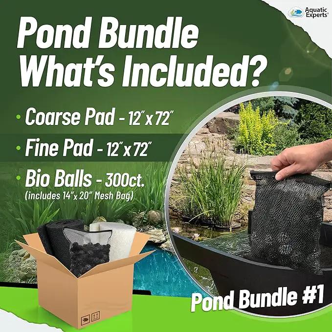 Aquatic Experts Classic Koi Pond Filter Pad FINE - White Bulk Roll Pond Filter Media, Ultra-Durable Pond Filters for Outdoor Ponds, Reusable Fish Pond Filter Material, USA, (Pond Bundle 1) by GreenHaven Gardens