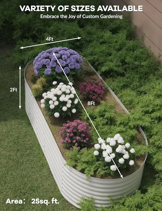 2 Pcs Raised Garden Beds Outdoor 8x4x2ft - Galvanized Steel Planter Box for Vegetables, Flowers, Rust-Resistant Garden Box, Easy Assembly Raised Beds, Durable Planters for Outdoor Plants, Beige by GreenHaven Gardens