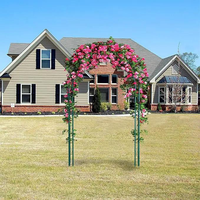 88in Steel Garden Arch Arbor Trellis for Climbing Plants Outdoor,Yard,Wide Sturdy Durable Garden Arch for Lawn,7.3ft Climbing Plants Decorative Wire Lattice,Outdoor Wedding Arch(Green) by GreenHaven Gardens
