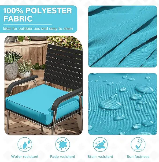 Patio Chair Cushions 19 X 19 X 4 Inch Waterproof Outdoor Seat Cushions for Patio Furniture, Outdoor Sofa Couch Pads with Ties & Handle, Set of 2, Lake Blue by GreenHaven Gardens
