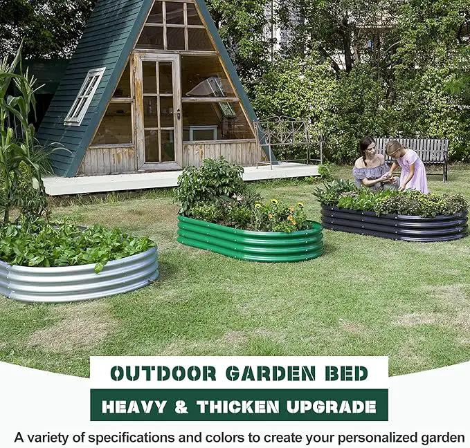 Land Guard Galvanized Planter Raised Beds, 6×3×1ft Galvanized Water Trough, Keyhole Raised Garden Bed Metal Galvanized……… by GreenHaven Gardens