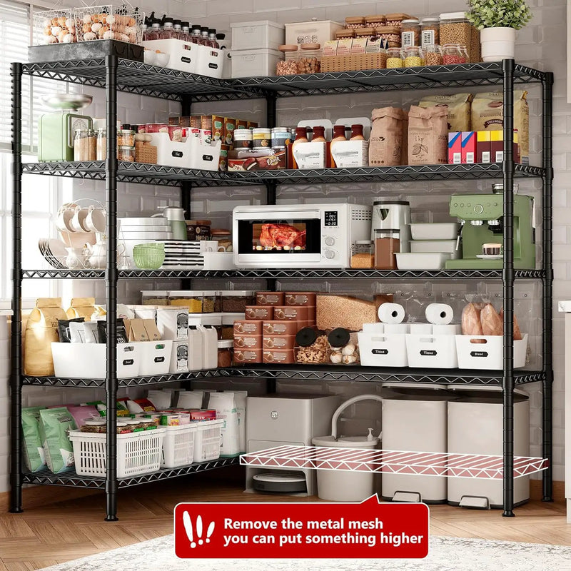 REIBII 70"W Storage Shelves Load 1600LBS, Metal Shelving 5-tier Wire Shelving Unit Metal Shelves for Storage Adjustable Garage Shelving for Pantry Kitchen Garage Commercial school 70"W*15.8"D*72.4"H by GreenHaven Gardens