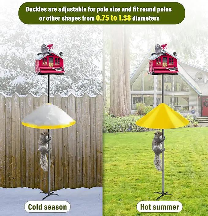 Squirrel Baffle for Bird Feeder Pole, 19-Inch Outdoor Bird Feeder Guard, Squirrel-Proof Birdhouse Baffles, Shepherd's Hook for Outside(Yellow) by GreenHaven Gardens