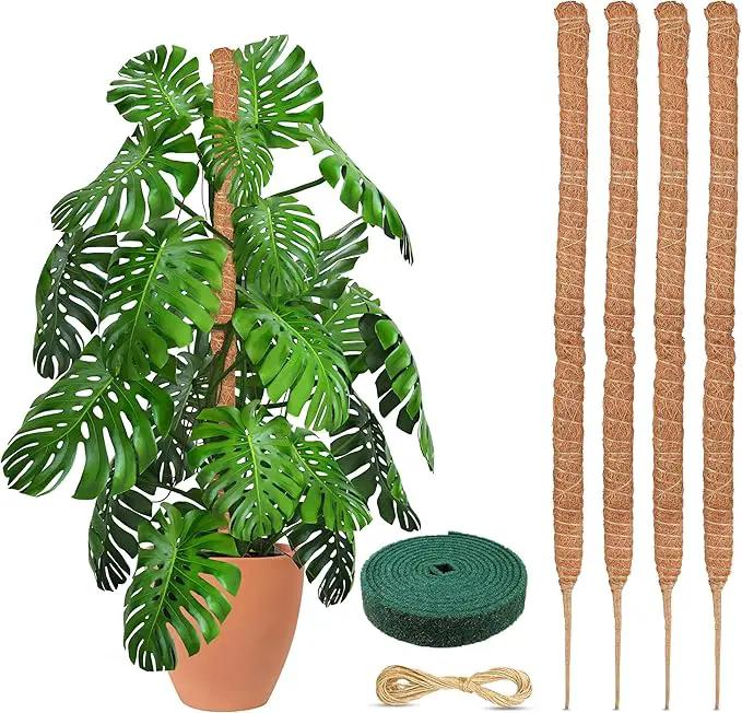 EcoNour Moss Pole for Plants – 28 inches (4 Pack) | Monstera Plant Support for Plant Climbing and Growth | Elevate Your Indoor Garden, Plant Support for Indoor Potted Plants to Grow Upwards by GreenHaven Gardens