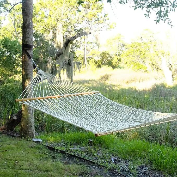 Original Pawleys Island 13DCOT Large Oatmeal DURACORD Rope Hammock with Free Extension Chains & Tree Hooks, Handcrafted in The USA, Accommodates 2 People, 450 LB Weight Capacity, 13 ft. x 55 in. by GreenHaven Gardens