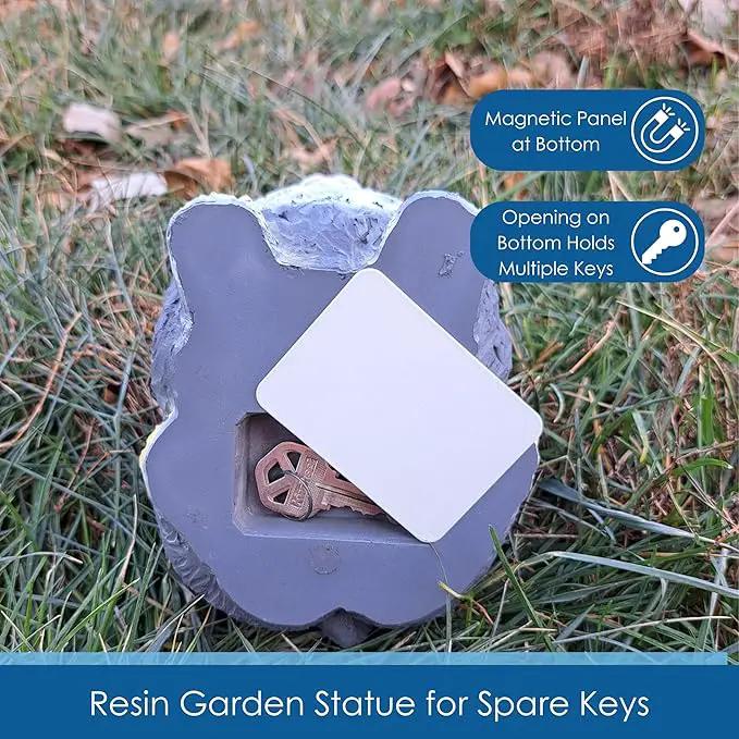 Stocky Bunny Garden Statue - Outdoor Key Hider for Garden, Porch or Patio - Magnetic Cover Key Hider by GreenHaven Gardens