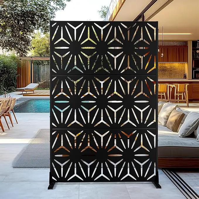 Outdoor Privacy Screen,72" H×47" W Metal Privacy Screen, Freestanding Privacy Fence Panels for Patio by GreenHaven Gardens