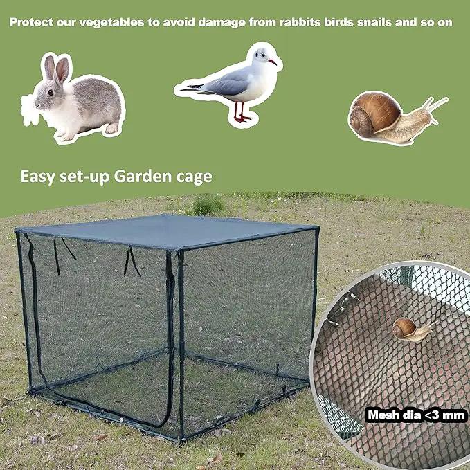 Square 4'x4' Netting Cover 3.3FT Tall Crop Cage Pest Guard Cover for Vegetables Fruits Durable Plant Garden Net with 4 Stakes by GreenHaven Gardens