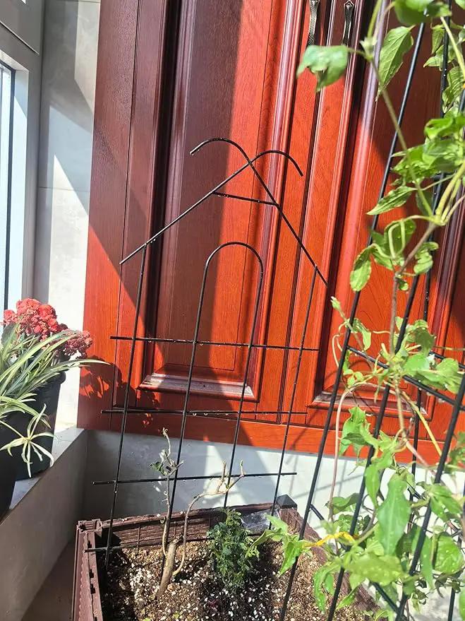 ARIFARO 24'' Metal Garden Trellis for Climbing Plants, Indoor/Outdoor Sturdy Plant Trellis for Potted Plants,House Plants, Climbing Vines, Pack of 4, Black by GreenHaven Gardens