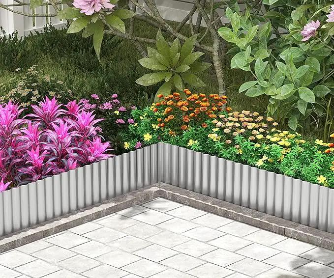 Metal Garden Edging Border, Corrugated Steel Landscaping, DIY for Lawn (Silver, 6 Inch x 10FT) by GreenHaven Gardens