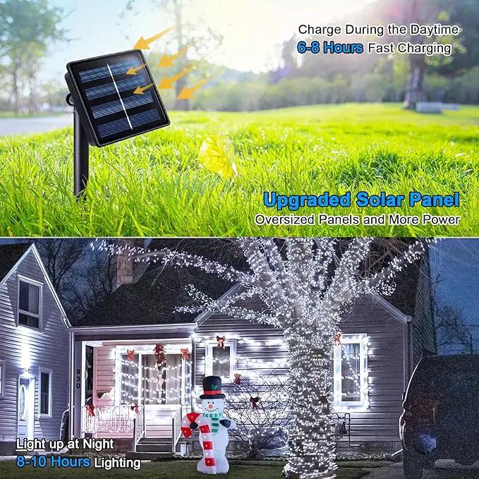 JMEXSUSS 2 Pack Solar String Lights Outdoor Waterproof, Total 400 LED 151FT Solar Christmas Lights Outdoor, 8 Modes White Solar Light for Outside Yard Patio Tree Garden Christmas Decorations by GreenHaven Gardens