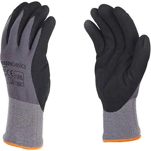 Amazon Basics Micro-Foam Nitrile Coated Work Gloves, Nylon Liner Fiber, Touch Screen, Grey, 11/XXL, 12-Pair by GreenHaven Gardens