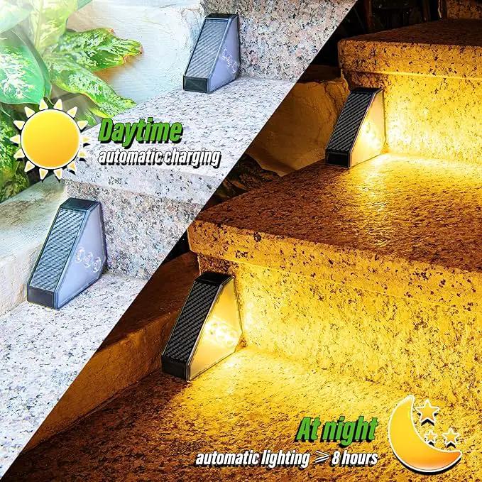 JSOT Solar Step Stair Lights Outdoor Yard Decor 6 Pack, IP65 Waterproof Deck Lighting for Outside Solar Powered, Solar Garden Light Decor for Fence, Backyard, Front Porch Step, Balcony, Wall and Patio by GreenHaven Gardens