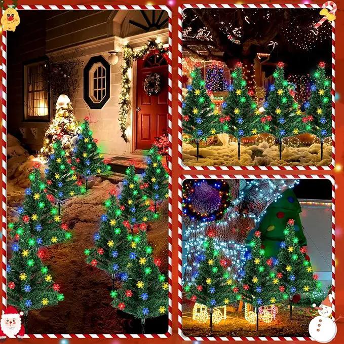 Retisee 6 Pack Solar Christmas Tree Pathway Lights Decorations Outdoor LED Snowflake Lights 8 Modes Prelit Small Christmas Tree Waterproof Solar Stake Lights for Garden, Yard, Lawn, Cemetery by GreenHaven Gardens