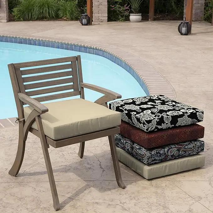 Arden Selections Outdoor Wicker Chair Cushion, 20 x 18, Rain-Proof, Fade Resistant 21 x 21, Tan Leala (Pack of 4) by GreenHaven Gardens