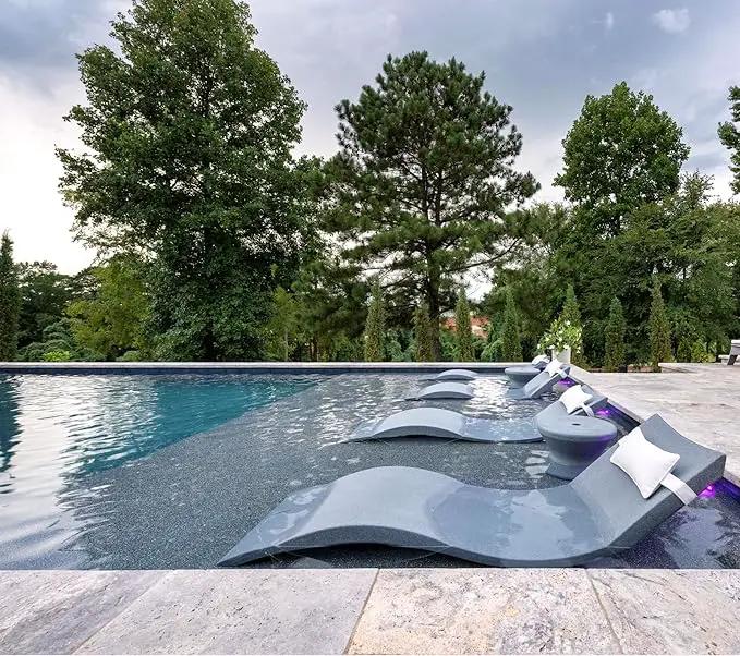 Ledge Lounger - Signature Chaise - Inside Pool & Sun Shelf Lounge Chair - Designed for Shallow Shelves Up to 9” - Compatible with All Pool Types - Poolside & Sun Deck Tanning - Set of 2 - Granite Grey by GreenHaven Gardens